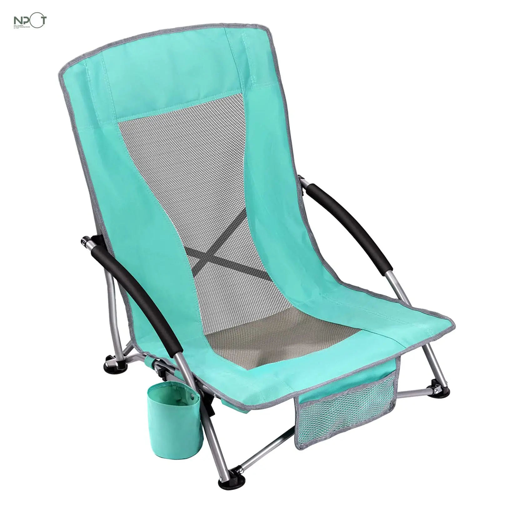 NPOT Low Sling Beach Chair Folding Lightweight Mesh Back Sand Chair Lawn,carry Bag Included for Camping Outdoor Antique