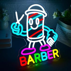 Barber neon LED indoor hanging ambient light hair salon <b>sign</b> display board wall decoration light indicator luminous <b>sign</b> 5V 12V - Product Image 1