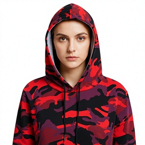 Sweat-shirt à capuche court unisexe rouge imprimé numérique, pull tricoté respirant à manches longues pour l'hiver, style streetwear - Product Image 4