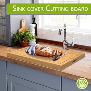 Planche à découper en bois ou planche de protection pour cuisinière en bois d'<span class=keywords><strong>acacia</strong></span>, élargit l'espace de comptoir, finition brun intense - Product Image 4