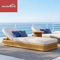 Chaise longue de luxe en teck pour villa, piscine extérieure, hôtel, complexe hôtelier, jardin, plage, imperméable, chaise longue de soleil