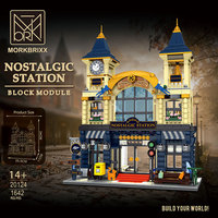 Set de Bloques de Construcción Modulares XMORK Factory Nostalgic Station, 1642 Piezas, Juguete de Ensamblaje DIY, Compatible con Ladrillos Pequeños, Regalo de Navidad