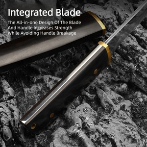 มีดล่าสัตว์ใบตายเหล็กดามัสกัส ด้ามไม้จันทน์ดำ สแตนเลส DIY งานไม้ EDC OEM - Product Image 2