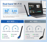 Adaptador WiFi USB, Adaptador WiFi para PC de Escritorio, Red Inalámbrica de Doble Banda de 900 Mbps 2.4 GHz/5 GHz, Plug and Play, Compatible con Win10/11