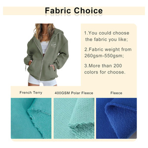 Sweat à capuche pour femme avec logo personnalisé, sweat à capuche décontracté, lourd, sportif, uni, sweat à capuche en molleton français, sweat à capuche oversize avec fermeture éclair pour femme - Product Image 2