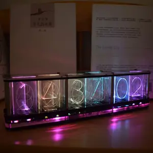 2021 Rgb Cahaya Tabung Jam Led Keren Nixie Tabung Jam Alarm Steampunk Jam Tabung