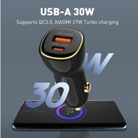 Chargeur de voiture USB C LDNIO C103 60W (30W+30W) double port PD 3.0 double type C chargeur de voiture rapide adaptateur téléphone portable Redmi Note
