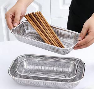 Scolapasta Quadrato <span class=keywords><strong>Grande</strong></span> in Acciaio Inossidabile, Colino Multifunzionale da Cucina per Frutta e Verdura - Product Image 5