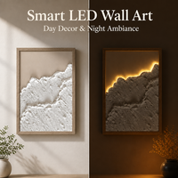 Art mural LED 3D texturé de luxe, paysage de montagne moderne rétroéclairé, grande sculpture murale décorative pour la maison et le bureau