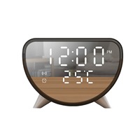 Jam Alarm Meja Pengisi Daya Nirkabel All-in-one dengan Termometer dan Layar Digital, Pengisian Cepat 15W