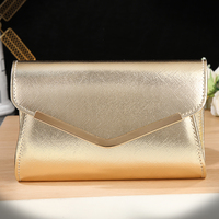 Pochette enveloppe dorée métallique pour femme, sac de soirée à chaîne, style vintage, pour mariée, mariage, fête, sac à bandoulière
