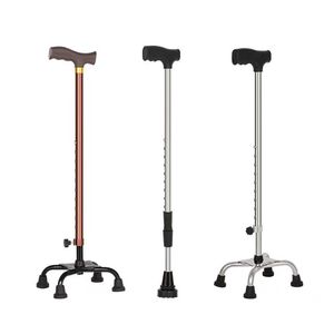 Canne de marche réglable en acier inoxydable, hauteur 43,3 pouces, pour personnes âgées et handicapées, avec quatre pieds antidérapants - Product Image 1