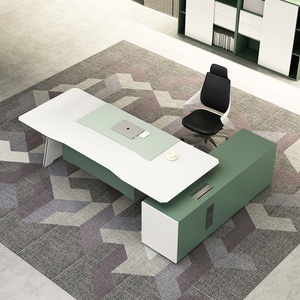 High-End Luxury Modern L-Shaped <b>Solid</b> <b>Wood</b> Executive <b>Desk</b> CEO Table with Armored Side Cabinet for Office Use - Product Image 2