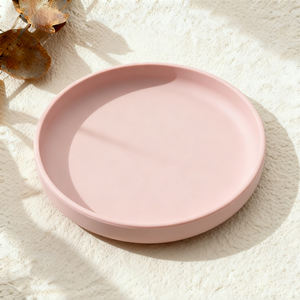 Usine de haute qualité en gros bébé alimentation ronde en forme d'aspiration <span class=keywords><strong>Silicone</strong></span> assiette tasse bavoir cuillère sucette bébé alimentation ensemble - Product Image 5