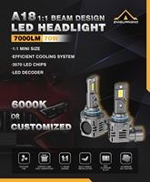 Phares de voiture LED 70W Z18 9012 HB3, super puissants, OEM, usine, H4 H7 H8 H11, état neuf, fonction étanche