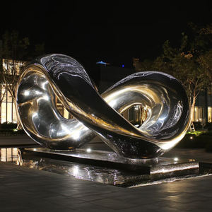 Sculpture en miroir en acier inoxydable pour installation d'art en métal de paysage de jardin extérieur - Product Image 1