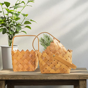 Cesta de Frutas de Rattan Japonês Personalizada, Cesta de Armazenamento de Bambu Trançado com Flores Feitas à Mão, Presente para Amigos e Família - Product Image 2