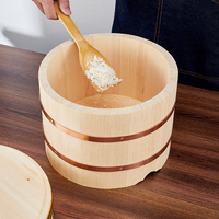 Bac à mélanger Hangiri en bois authentique avec couvercle, seau à riz professionnel pour restaurants japonais