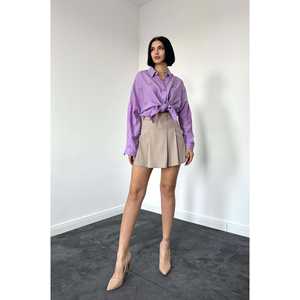 Camisas de Moda al por Mayor para Uso Diario, con Adornos de Cristal Lila, a Cuadros, Lisas, Talla XL, para Primavera y Otoño, de Lino, Chifón, Tejido de Punto, Algodón Plisado - Product Image 2