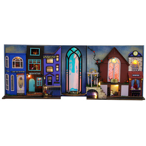 <span class=keywords><strong>CuteBee</strong></span> Vente Chaude Étagère Exquise et Chic Décoration Bricolage En Bois Assemblé Serre-Livres Avec LED Veilleuse Livre Nook Kit - Product Image 3