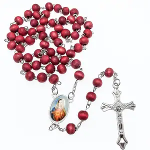 7Mm Gỗ Nước Hoa Mân Côi, Virgin Mary Rosario, Công Giáo Necklace Với Rose Fragrance