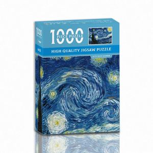 Jeu familial, puzzle en papier de 1000 pièces, peinture à l'huile, Nuit étoilée de Van Gogh, pour adultes - Product Image 1