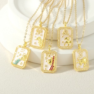 Collana con Ciondolo Quadrato a Tema Zodiacale, 12 Segni Astrologici, Design Raffinato e Affascinante - Product Image 3