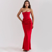 Robe de soirée sirène élégante en satin mauve Joydressing, bustier, sexy, avec corset et drapé, pour fêtes, vente en gros, sur mesure