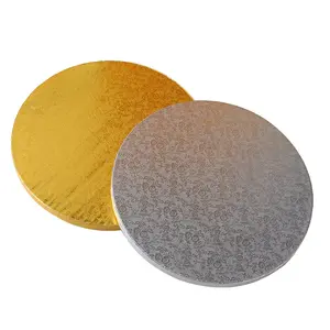 Troquelado de 13mm de espesor, resistente a la grasa, 10 ", 12", 14 ", 16" y 18 ", lámina de oro y plata en relieve, tablero de pastel redondo corrugado