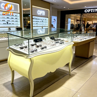 French Style Eyewear Display Stand Optical Shop Counter LED Wooden Eyeglass Display case for Sales