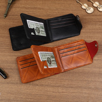 Dompet Pria Ultra Ringan Vintage PU dengan Slot Kartu Bisnis, Tempat Uang Kertas, Penutup Kancing Tekan, Pasokan Pabrik