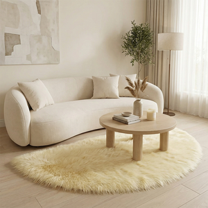 İskandinav Tarzı Küçük Daireler İçin Yarım Daire Şeklinde Kavisli 2 Kişilik Kumaş Kanepe, Oturma Odası İçin Krem Rengi Günlük Ahşap Çerçeveli Kanepe - Product Image 1