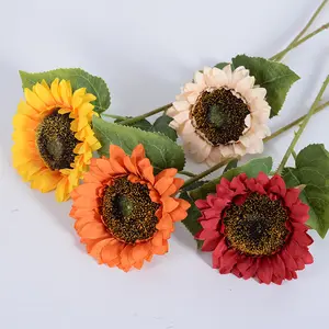 50cm Dia yapay ayçiçeği kafaları ayçiçeği çiçekler kumaş düğün ev dekorasyon için yapay ipek