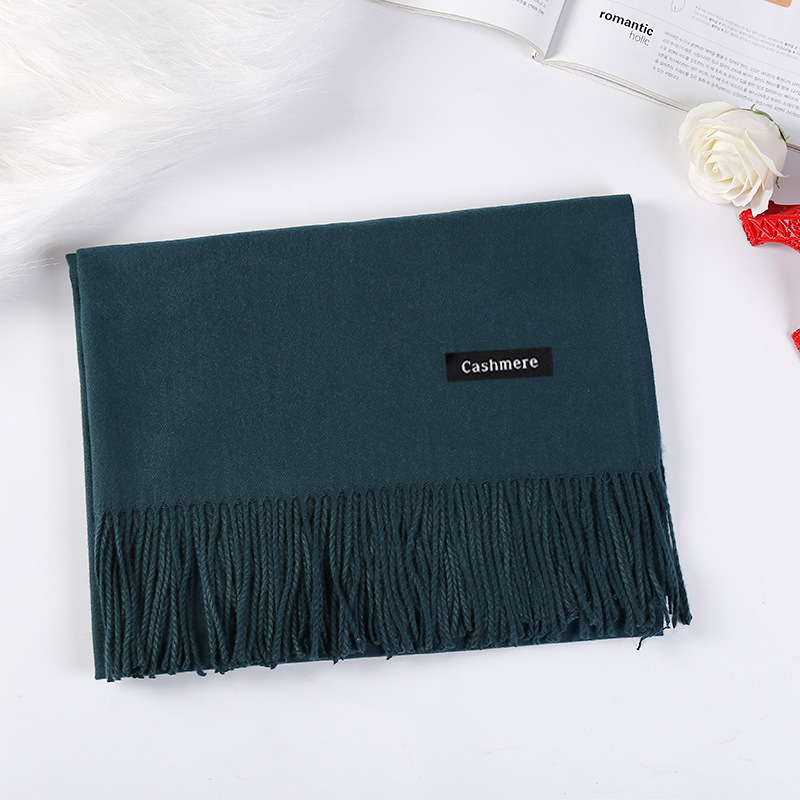 Cashmere Scarf Shawl Solid Autumn Winter Wrap Warm High Quality Soft Hijab Thick Lady Women Gift Pashmina Wool Luxury Pink