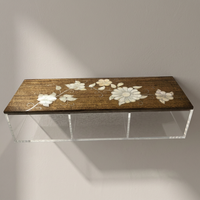 Boîte acrylique faite à la main, 15 pièces, belle boîte de décoration rectangulaire avec couvercle en bois, incrustation de perles