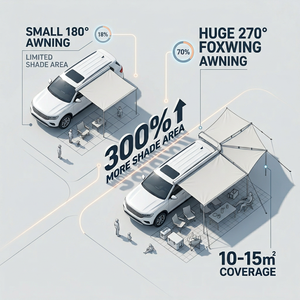 <span class=keywords><strong>Auvent</strong></span> latéral <span class=keywords><strong>de</strong></span> voiture Foxwing 270 degrés, robuste, en alliage d'aluminium, 3000 mm, imperméable, en tissu Oxford 600D, pour SUV, camping et overlanding - Product Image 6