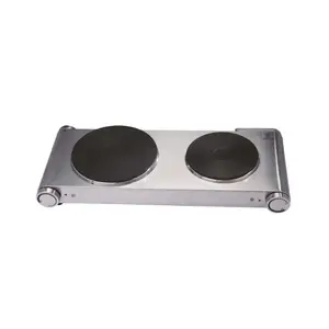 Chất Lượng Cao Nấu Ăn Sưởi Ấm Nhanh Chóng Kiểm Soát Nhiệt Độ Đúc Tấm Sắt 2 Burner Bếp Điện Mà Không Cần Gas