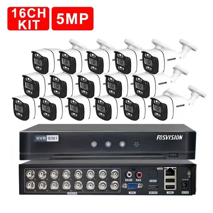 Fosvision Night Vision Dvr Security Home System Video Surveillance Ahd Camera 5MP Ahd Kit 16ch