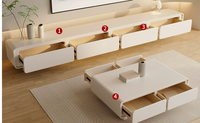 Meuble TV moderne avec grands tiroirs de rangement, console multimédia en bois pour appartement, villa, hôtel