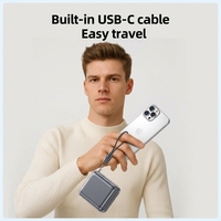 Mini Power Bank 10000mAh 22.5W PD Charge Rapide Format Carte Câble Intégré Lanière Ultra Légère Power Bank de Voyage OEM/ODM