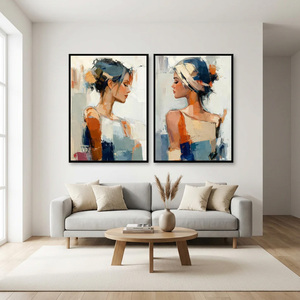 <span class=keywords><strong>Dipinto</strong></span> Astratto <span class=keywords><strong>Blu</strong></span> e Ambra, Decorazione Murale Moderna, Opera d'Arte Testurizzata per Casa, Hotel, Soggiorno, Camera da Letto - Product Image 4