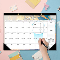 Calendrier de bureau 18 mois 2026, planificateur minimaliste noir sur pied, jours fériés américains 2027, organisateur mensuel de bureau