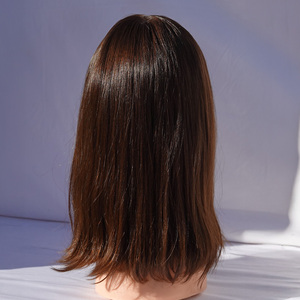 Peluca de Cabello Humano Brasileño Profesional y Cómoda de Usar con Base de Piel y Extensiones Pre-Adheridas, Estilo Negro 1b, Puntas de Una Sola Capa - Product Image 1