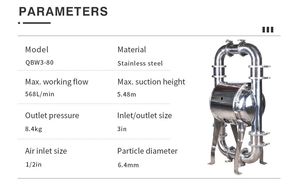 GODO QBW3-80 3 Inch Sanitary Pneumatic Diaphragm <b>Pump</b> <b>Air</b> Operated High Head Water for Industrial - Product Image 2