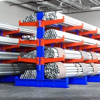800kg pro Ebene Langlebige und Rostbeständige Blau-Orange Schwerlast-Kragarmregale für Lagerhaus Langwaren-Bewehrungsstahl-Lagerung