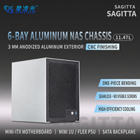 Boîtier NAS Mid-Tower 6 baies pour Mini ITX avec backplane SATA Hot-Swap, prise en charge de l'alimentation FLEX, construction en alliage d'aluminium et métal