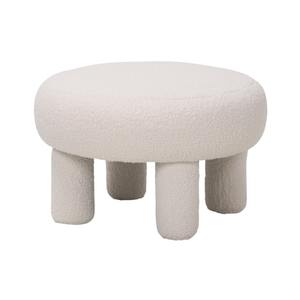 Pouf/Table basse DIAM. CM 60 H. 39 EN TISSU EFFET BOUCLE BLANC - Product Image 1