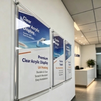 Penyangga Poster Akrilik Dinding Dua Lapis Desain Magnetik Tebal 5mm Bingkai Poster Sandwich Transparan untuk Pajangan Kantor