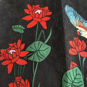 Nais Chất Lượng Cao Cotton Màu Đen Màu Đỏ 3D Thổ Cẩm Dệt Lotus Parrot Bird Floral Jacquard Nổi Dresses Vải Cho Phụ Nữ Ăn Mặc - Product Image 2