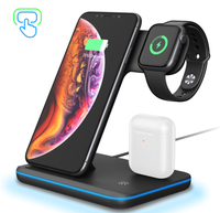 Cargador Inalámbrico Portátil PD de 15W, Estación de Carga Multifunción 3 en 1, Soporte Rápido de Mesa y Soporte para Teléfono Celular